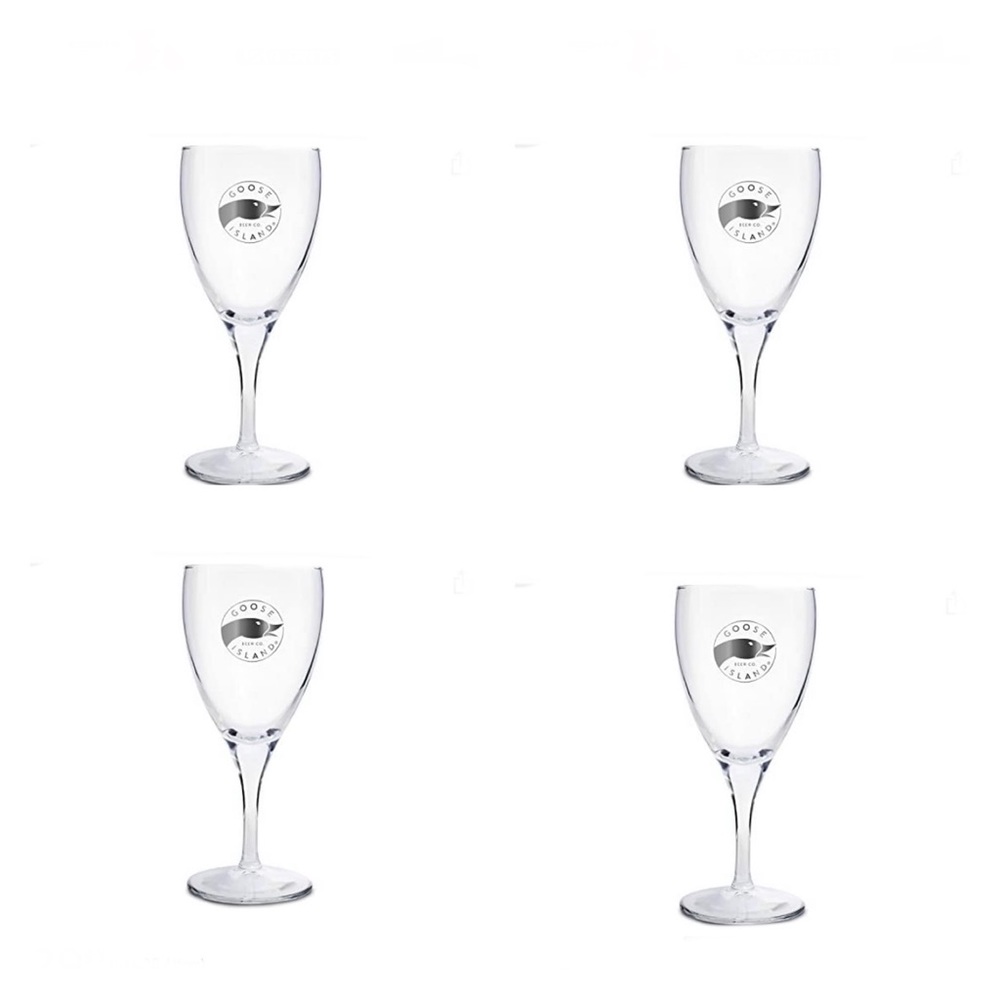 4 Unique Vintage  Goose Island Signature Ale Chalice 12 oz Glasses